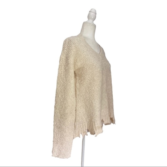 ATM Alpaca Wool Chenille Sweater Cream Destroyed Edge Grunge $395 - Picture 7 of 11